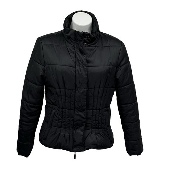 Biancoghiaccio Puffer Jacket Down Short Quilted Womens SZ L Black Minimalist Ski - Picture 1 of 13